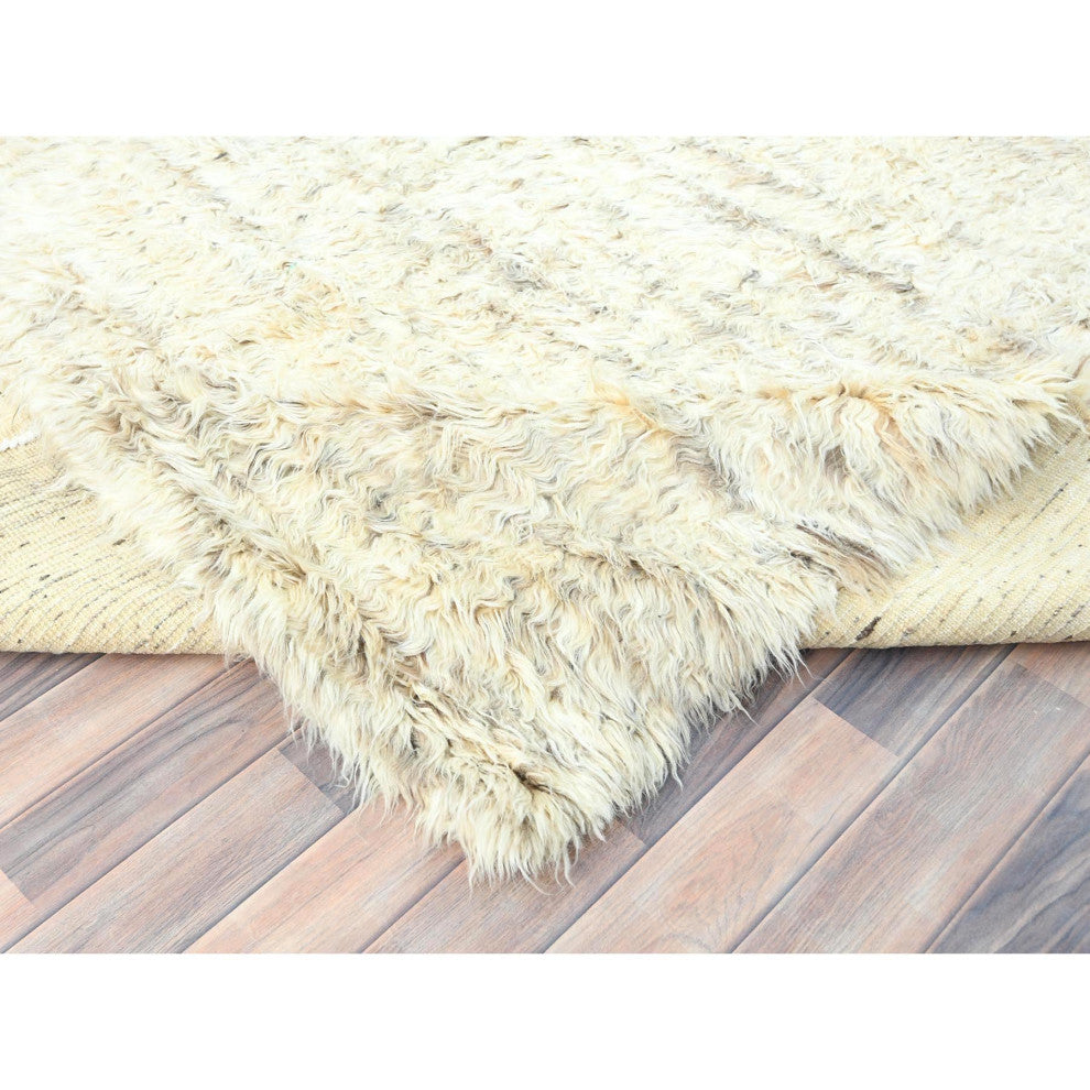 Ivory, Ben Ourain Moroccan Berber, Soft Wool, Hand Knotted Rug, 8'1"x10'1"