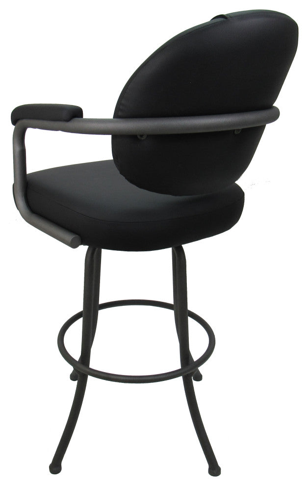 Swivel Counter 26", 30" or Extra Tall 34" Metal Bar Stool M-70, Black Vinyl - Gray, 30"