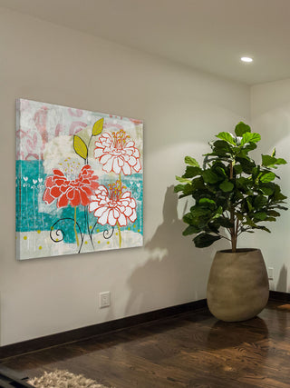 "Orange Dahlia 2" Painting Print on Wrapped Canvas