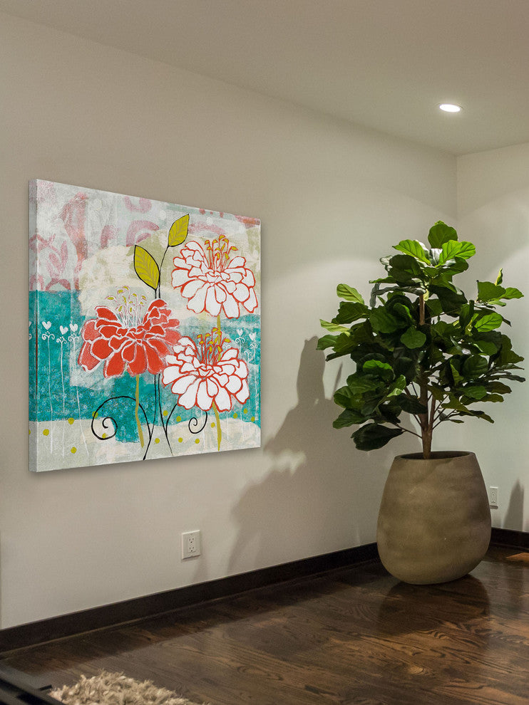 "Orange Dahlia 2" Painting Print on Wrapped Canvas
