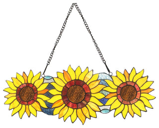 Annuus Floral-Style Stained Glass Window Panel 22" Wide