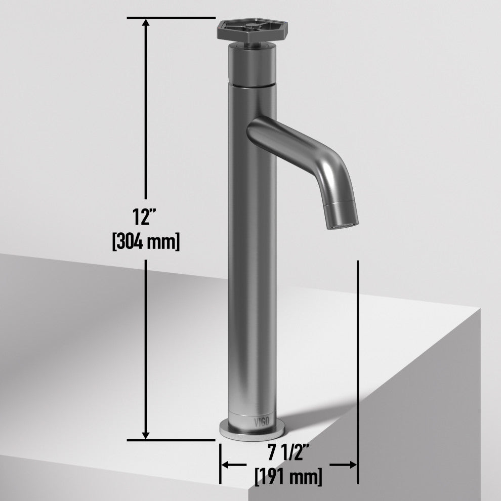 VIGO Ruxton 12" H Single Handle Single Hole Bathroom Vessel Faucet, Brushed Nickel
