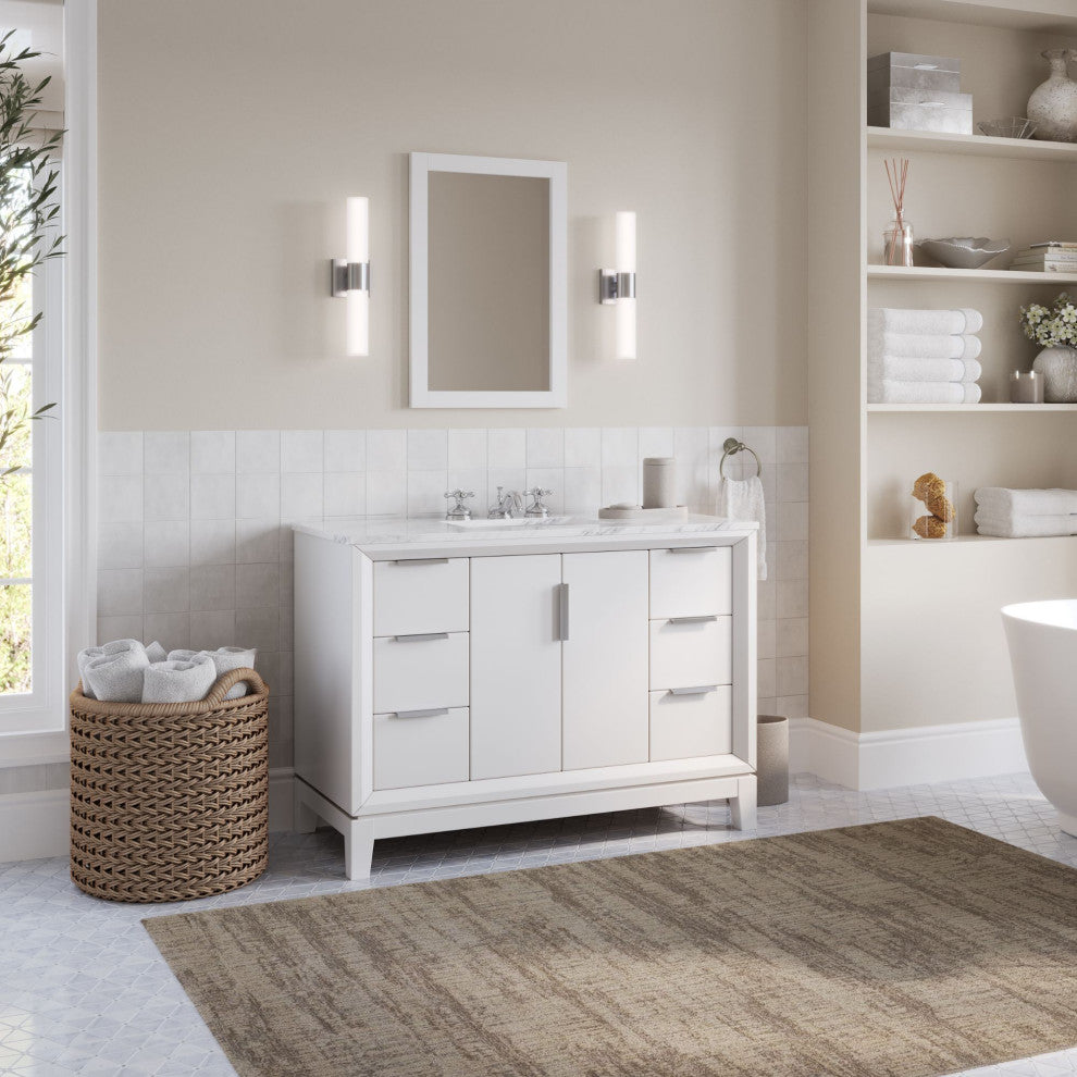 The Ezra Bathroom Vanity, Pure White, 48", Single Sink, Freestanding