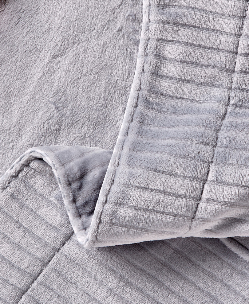 Well Being By Sunham Plush Robe, Grey, Large