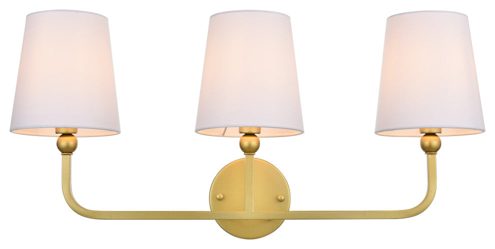 3 Light Brass And Clear Bath Sconce