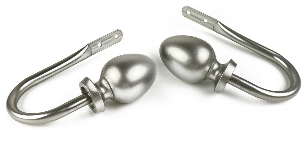 Faye Curtain Holdback, Pair, Satin Nickel