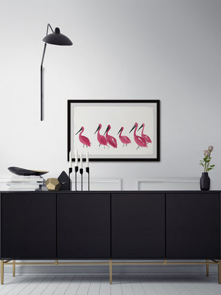"Bright Pink Flamingos" Framed Painting Print, 30"x20"