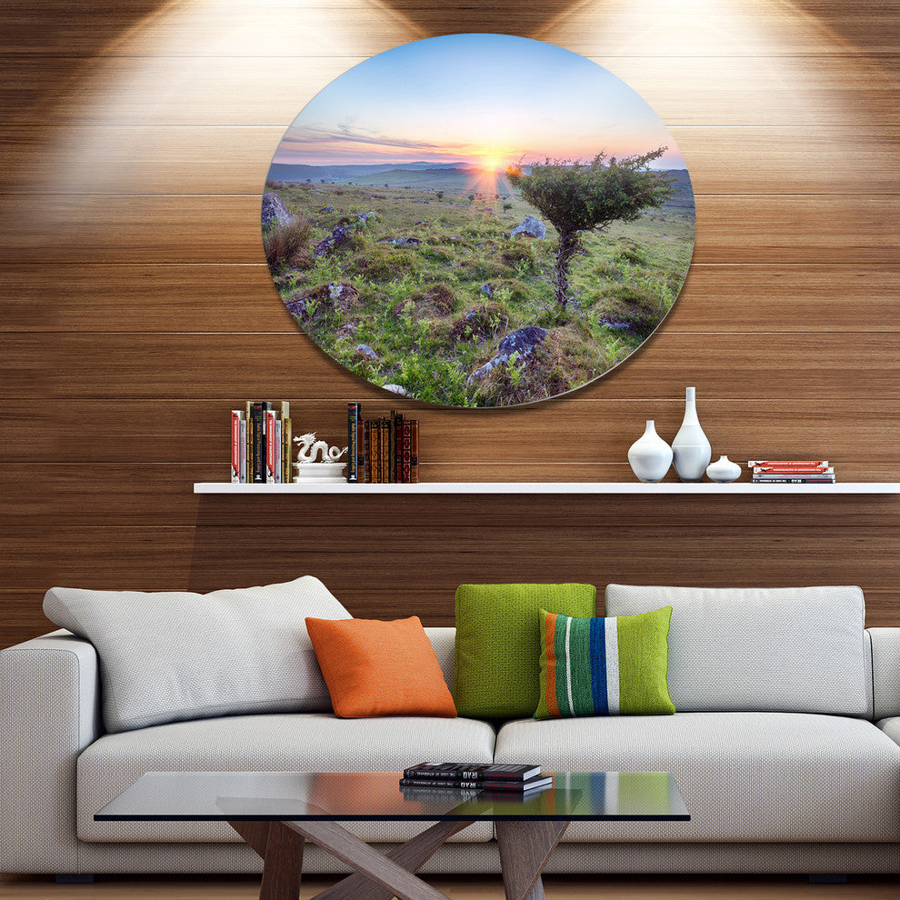 Sunset On Bodmin Moor, Landscape Wall Disc Metal Artwork, 38"