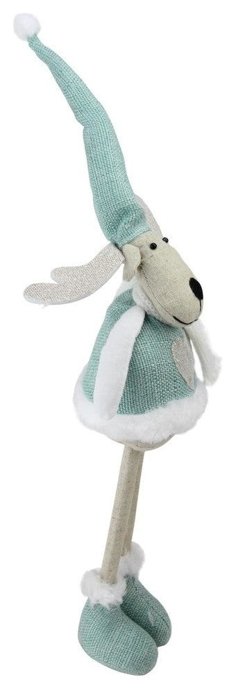 18" Teal and White Standing Moose Tabletop Decoration