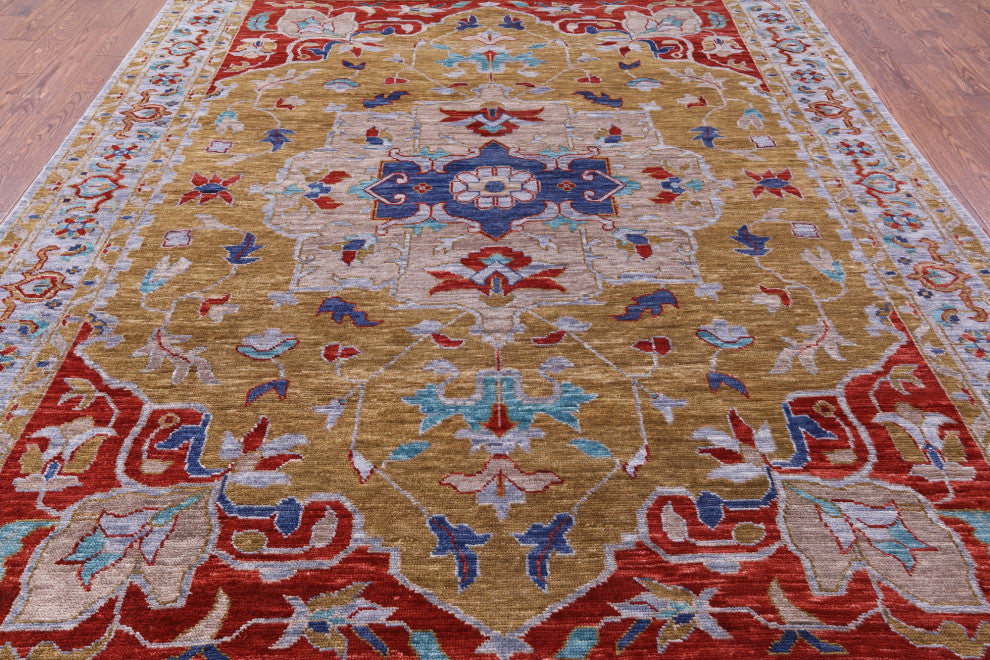 Persian Heriz Serapi Hand Knotted Wool Rug 9' 1" X 11' 11" - Q13052