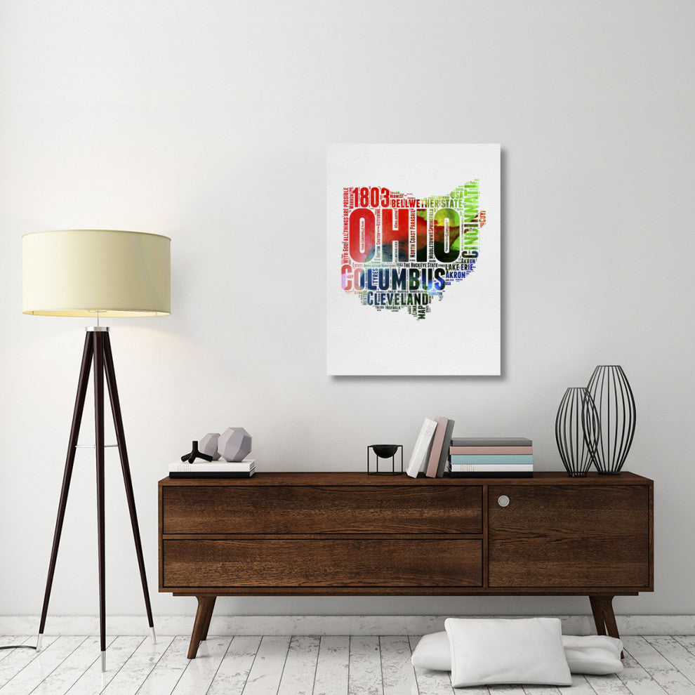 "Ohio Watercolor Word Cloud" Fine Art Print
