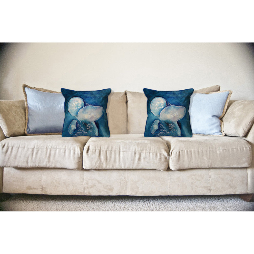 Blue Jellyfish Large Indoor/Outdoor Pillow 18x18