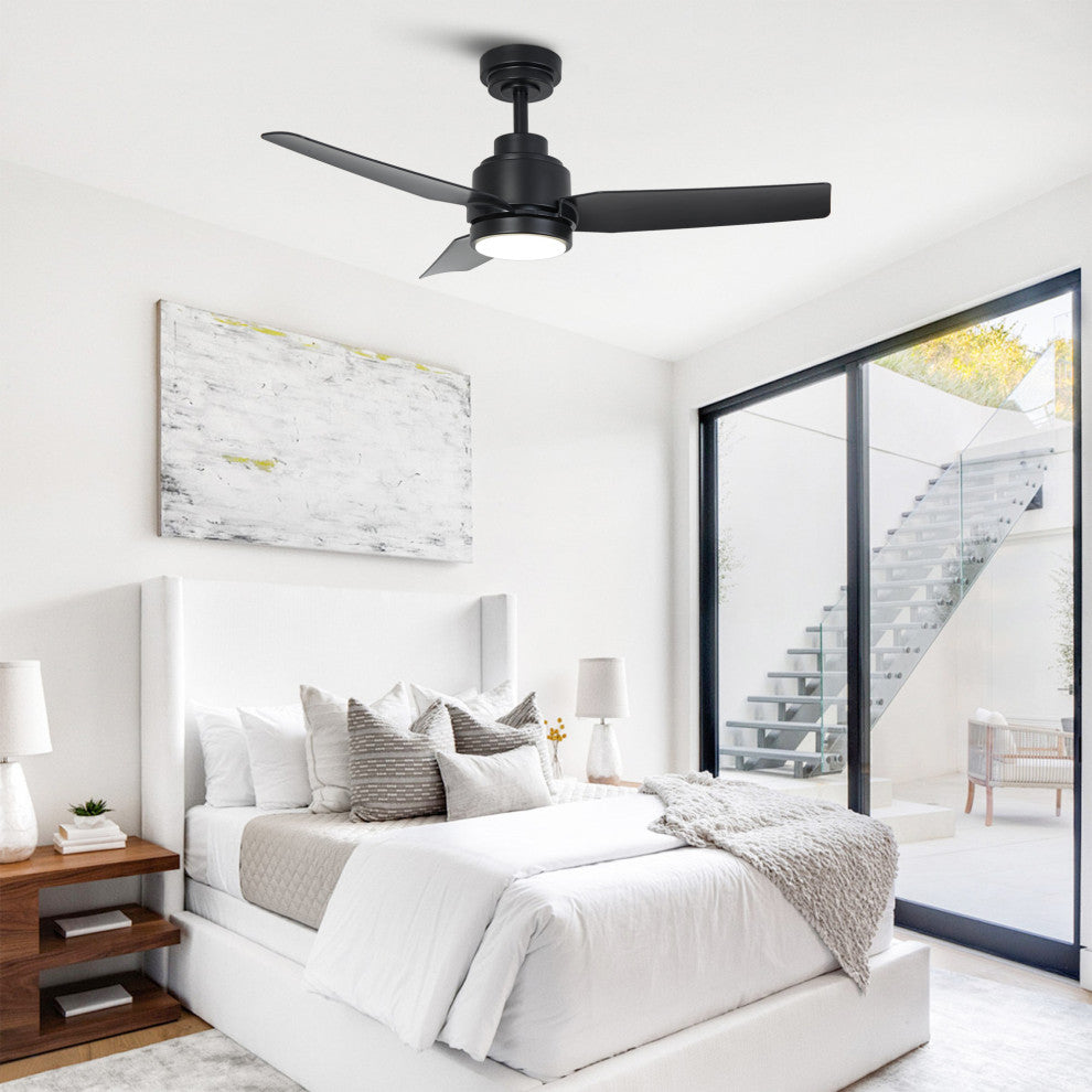42-inch Modern Black LED Ceiling Fan with Remote