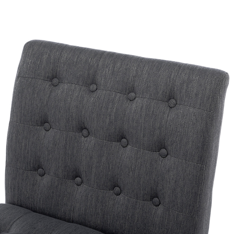 Mulligan Fabric Tufted Slipper Chairs, Set of 2, Charcoal + Matte Black