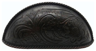 Engraved Flower Cup Pull, Oil Rubbed Bronze