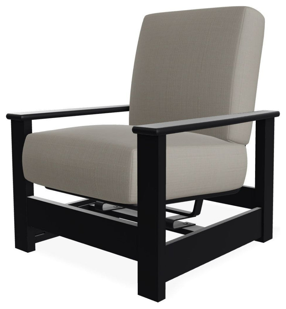 Leeward Deep Seat Outdoor Armchair with Hidden Motion, Stone Linen/Black