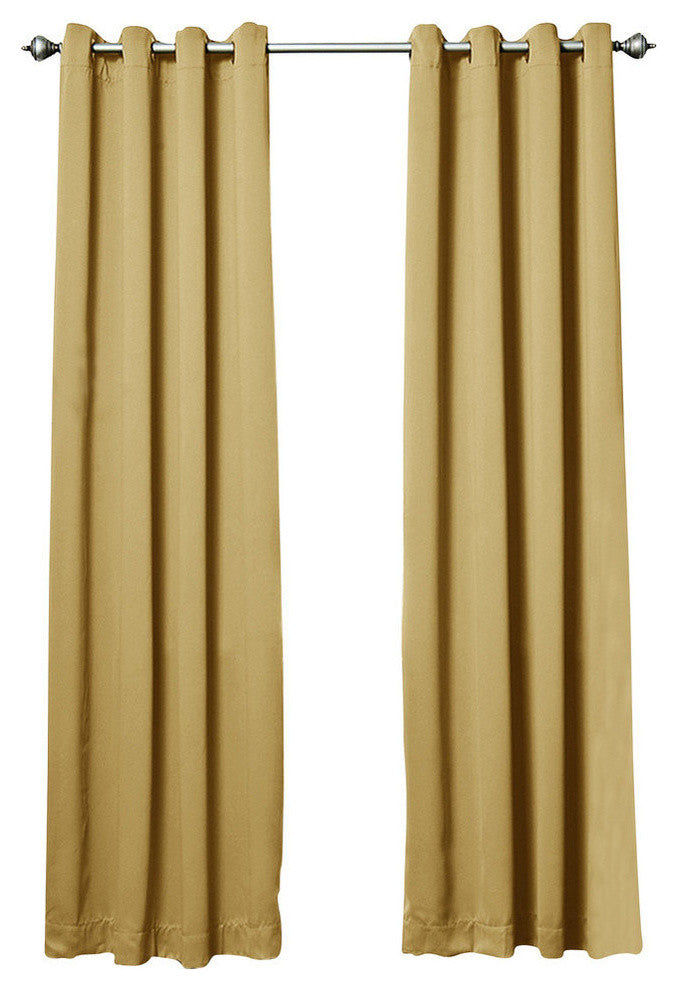 Solid Grommet Top Thermal Insulated Blackout Curtains, Wheat, 108"