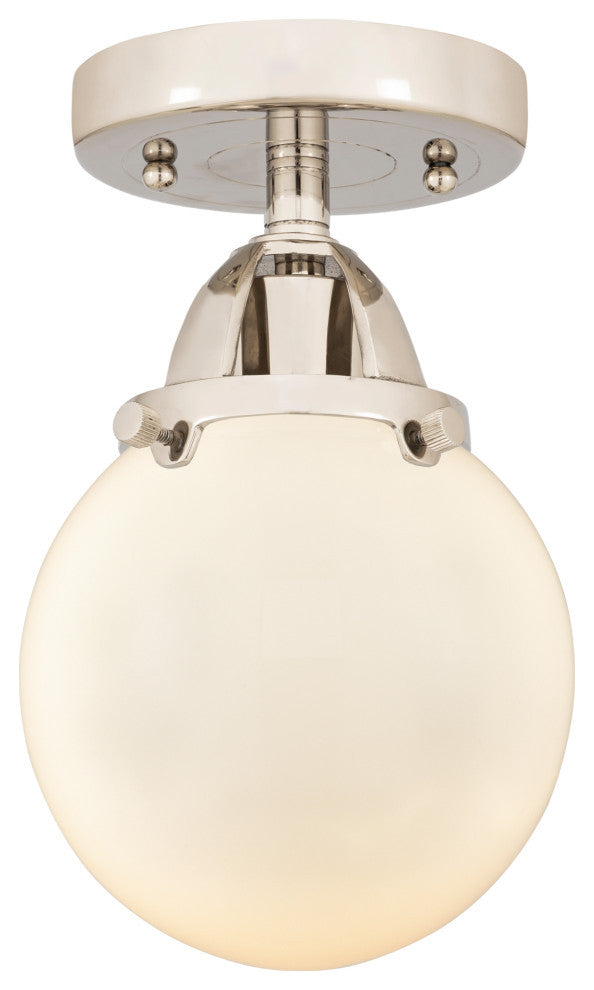 Beacon Semi-Flush Mount, Polished Nickel, Matte White, Matte White