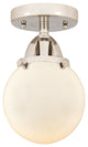 Beacon Semi-Flush Mount, Polished Nickel, Matte White, Matte White