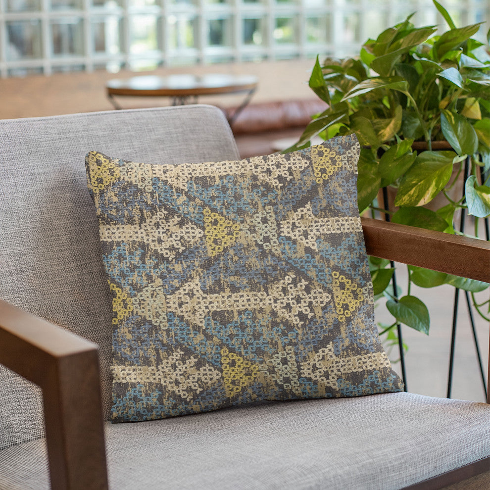 Plutus Blue Arrows Stripe Luxury Throw Pillow, 22"x22"