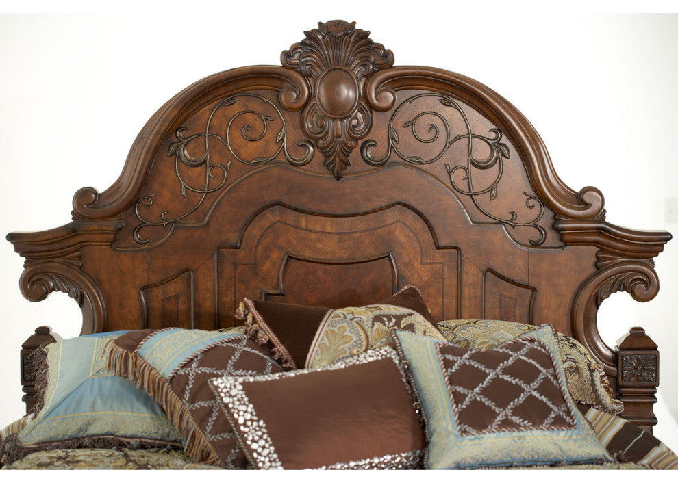 Windsor Court Mansion Bed, Vintage Fruitwood, Cal King