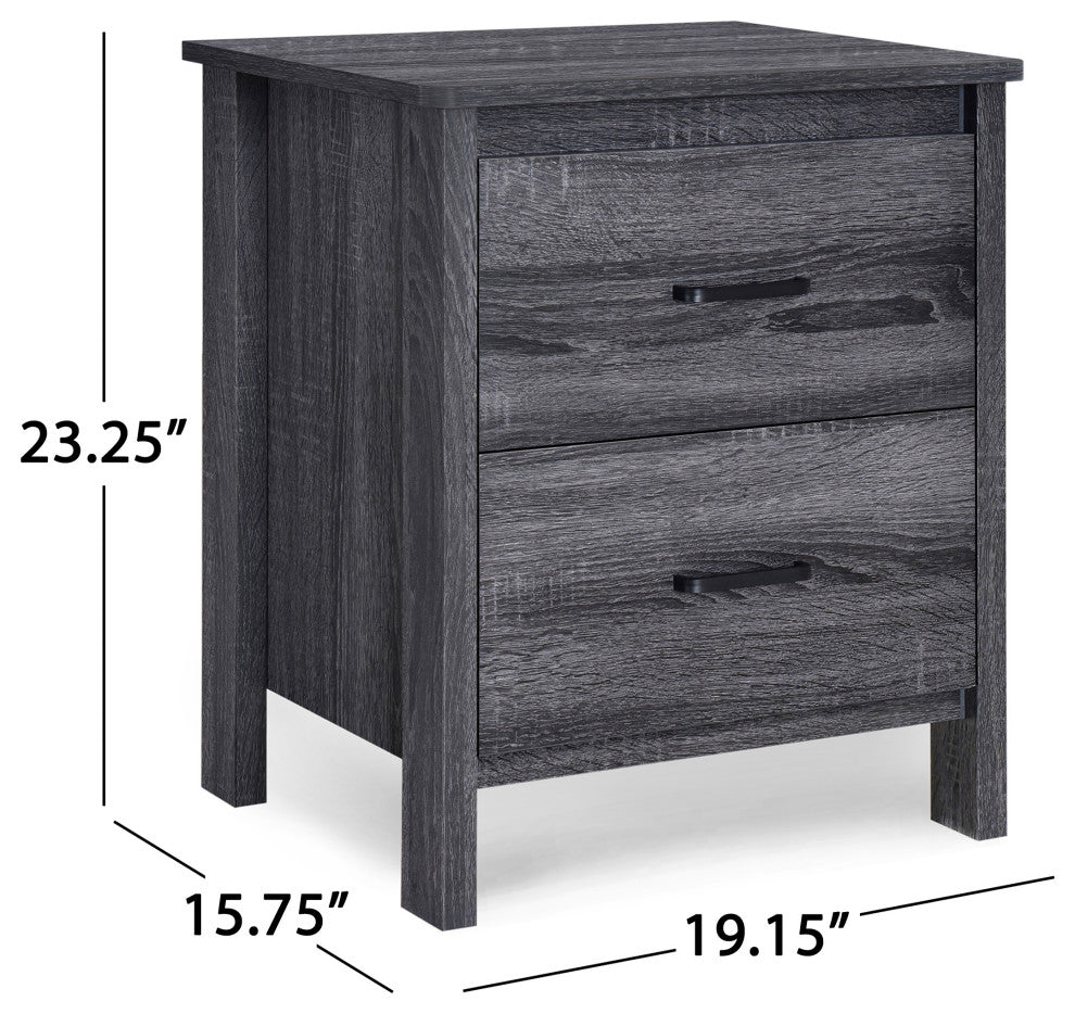 Titeca Contemporary 4 Piece Dresser and Nightstand Set, Sonoma Grey Oak