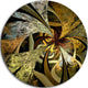 Symmetrical White Golden Fractal Flower, Floral Disc Metal Artwork, 23"