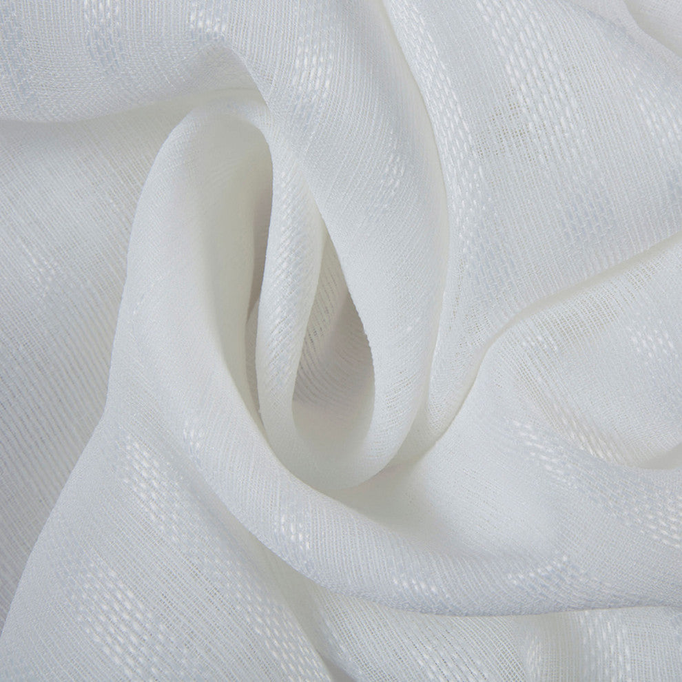 Polaris Off White Patterned Linen Sheer Fabric Sample, 4Wx4L