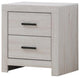 2 Drawers Wood Nightstand, Coastal White