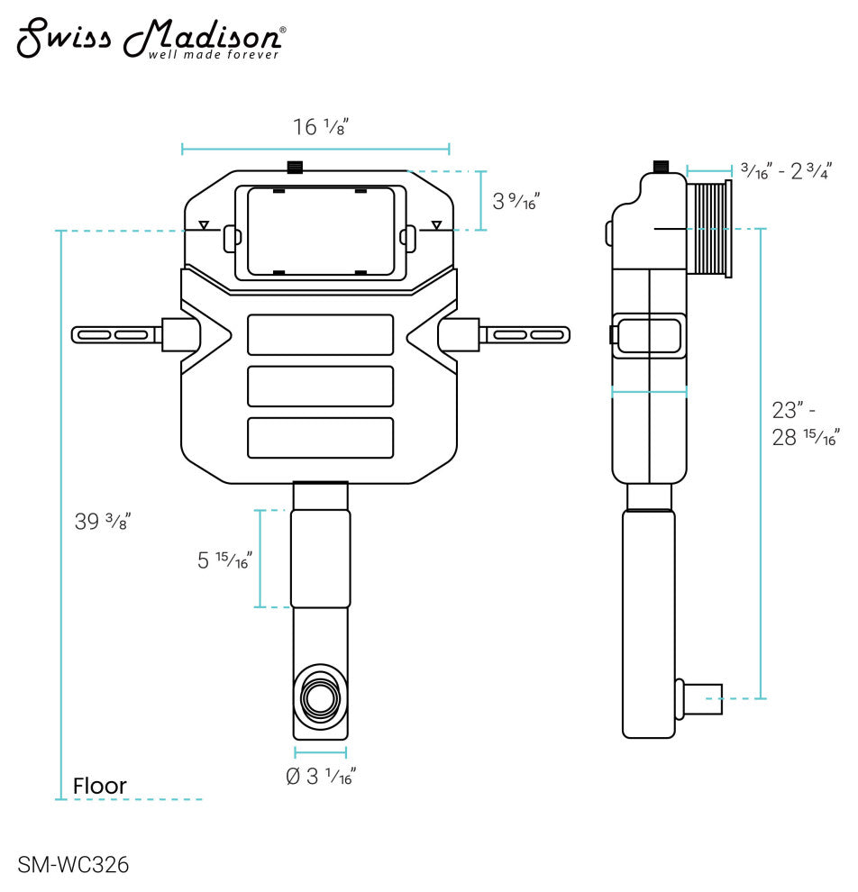 2x6 Concealed In-Wall Toilet Tank Carrier System for Back to Wall Toilet