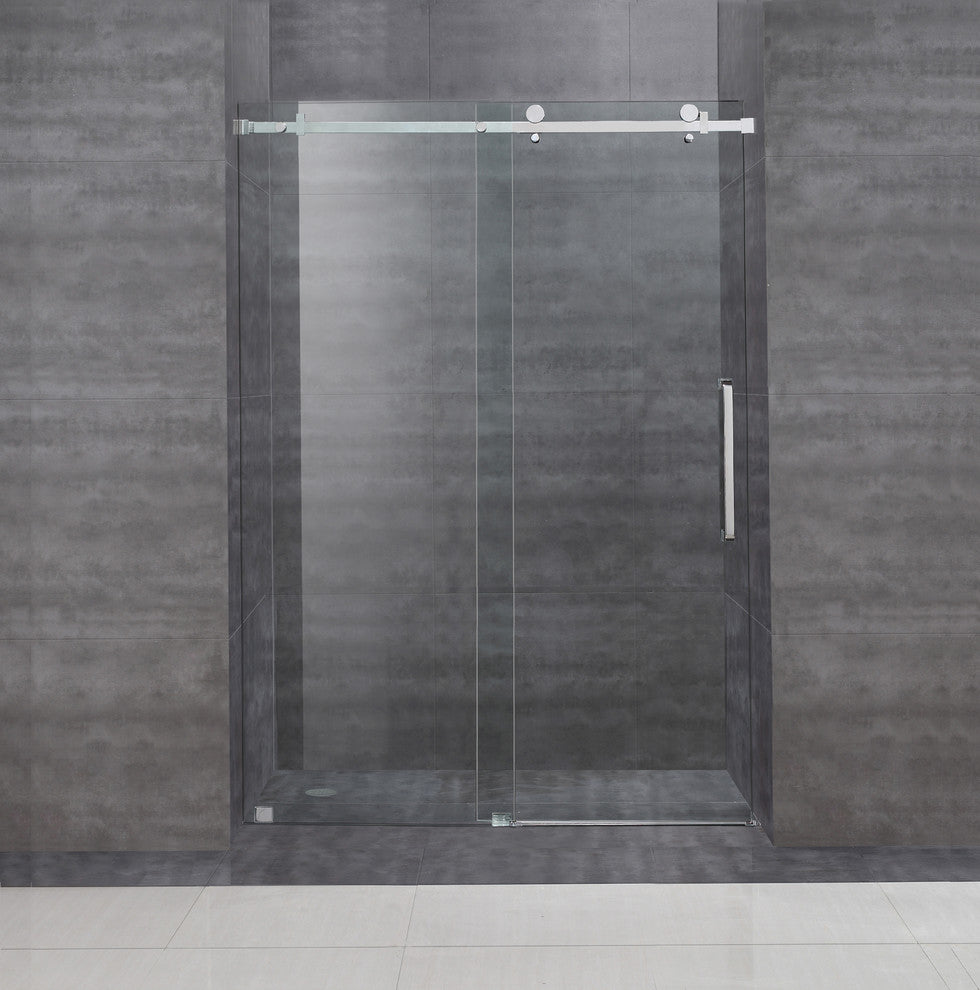 Aston Moselle Completely Frameless Sliding Shower Door, Chrome, 48"x75"