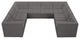 Relax Velvet Upholstered 8-Piece U-Shaped Modular Sectional, Grey