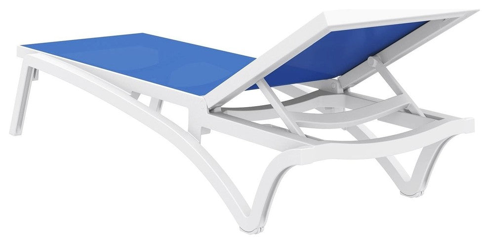 Compamia Pacific Sling Set of 2 Chaise Lounge With White Frame, Blue