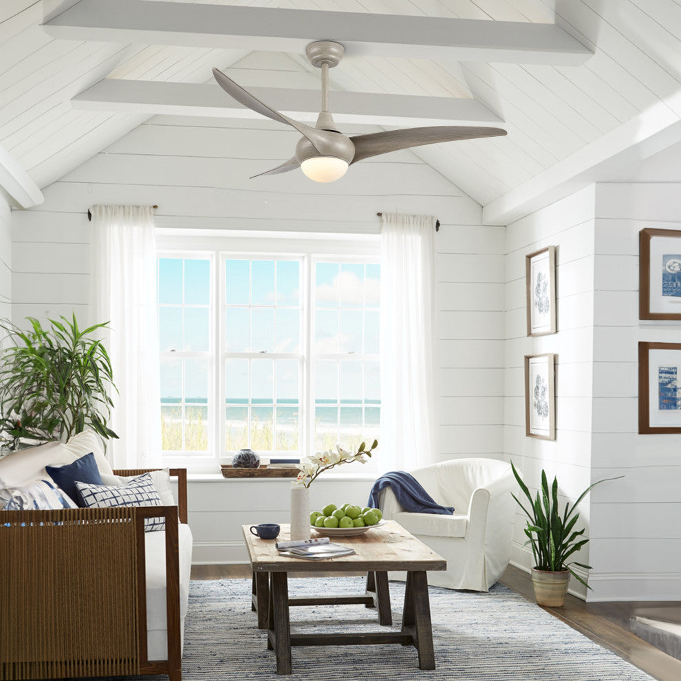 Aviator 52" 1-Light App 6-Speed Retro Swirl LED Ceiling Fan, Gray Wood