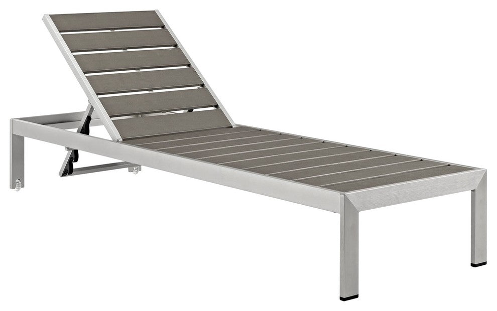 Modern Contemporary Urban Outdoor Patio Chaise Lounge Chair, Gray Gray, Aluminum