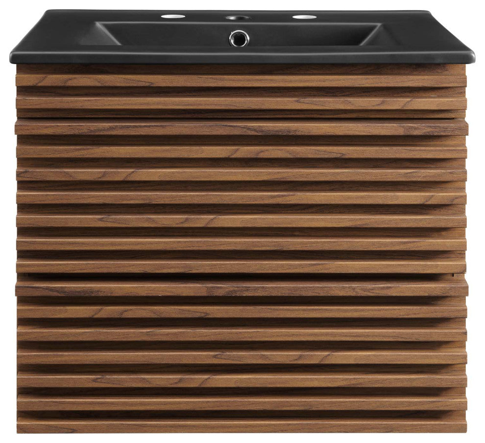 Render 24" Wall-Mount Bathroom Vanity - Walnut Black