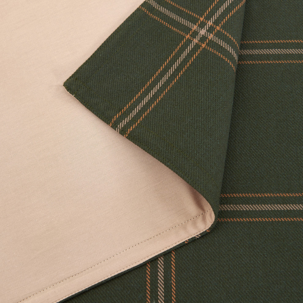 Windowpane Plaid Duvet Cover Set, 3PC, Hunter Green, Super Queen