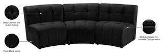 Limitless Velvet Upholstered 3-Piece Modular Sectional, Black