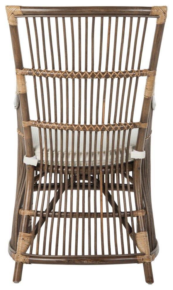 Rattan Loop Edge Dining Chair, Antique Brown, Set of 2, Arm Chair