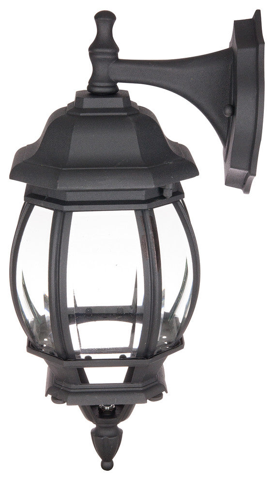 Down-Facing Carriage Outdoor Fixture Black Powder Clear Beveled Glass