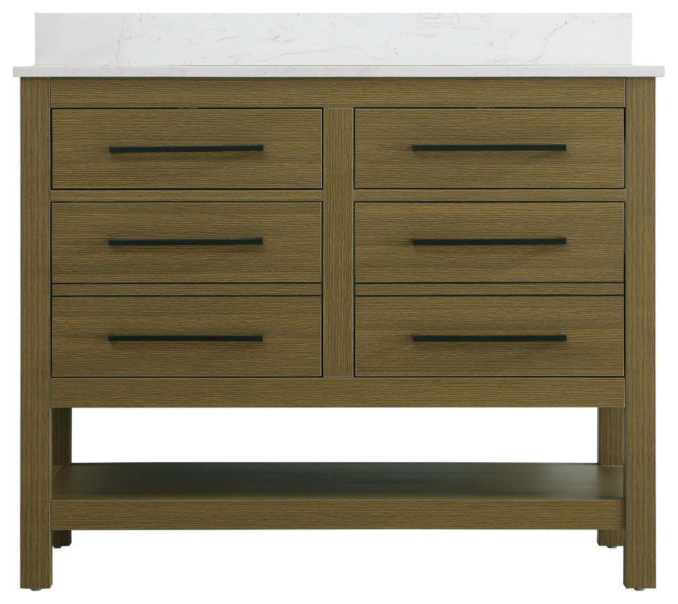 Home Living 42" Single Bathroom Vanity, Chestnut Brown With Backsplash