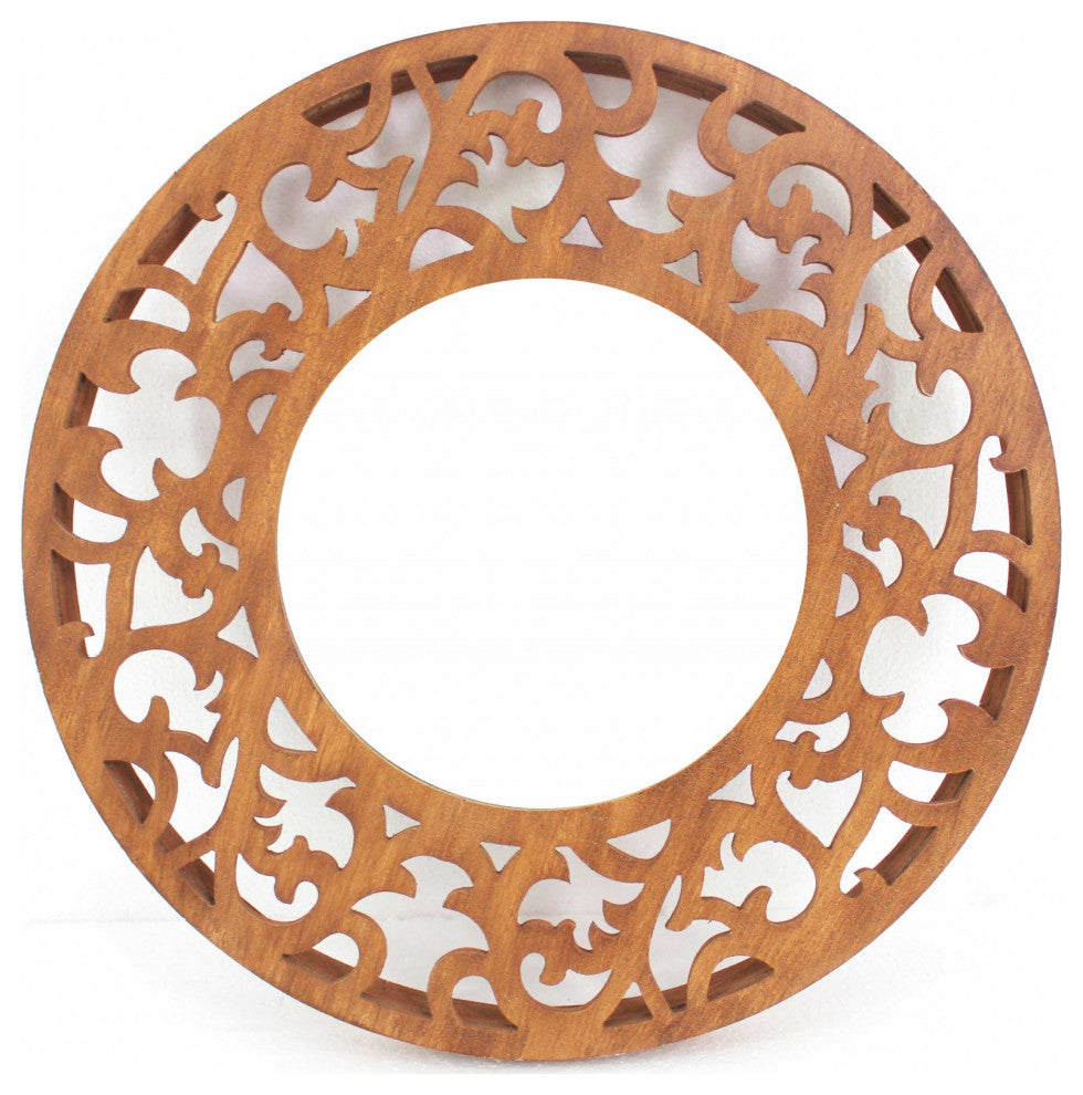 23.5" x 23.5" x 1.75" Brown Traditional Wooden Wall Mirror
