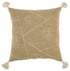 Khaki Cream Kantha Stitch Tasseled Throw Pillow