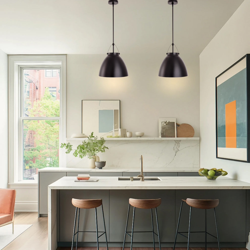 Modern 1-Light Black Metal Pendant Light
