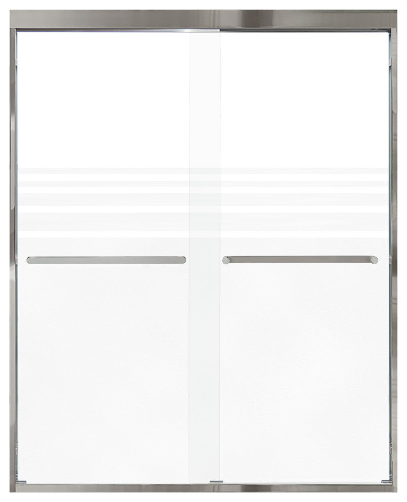 Frederick 59 in. W x 76 in. H Shower Door in Polished Chrome with Frosted Glass