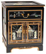 Black Lacquer End Table Royal Ladies