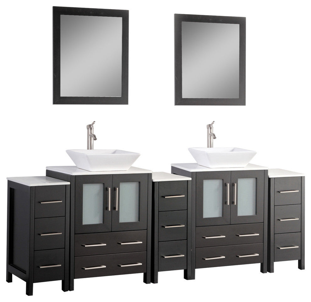Vanity Art Bathroom Vanity Set With Sink, Espresso, 84", Standard Mirror