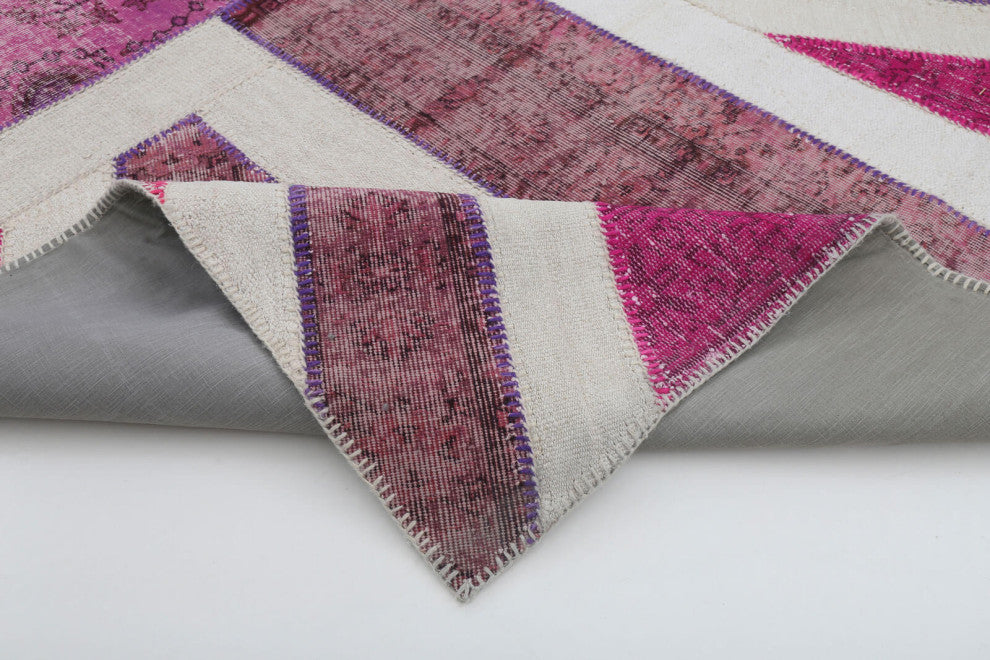 Rug N Carpet - Handwoven Anatolian 6' 8'' x 9' 11'' Flag Patchwork Rug