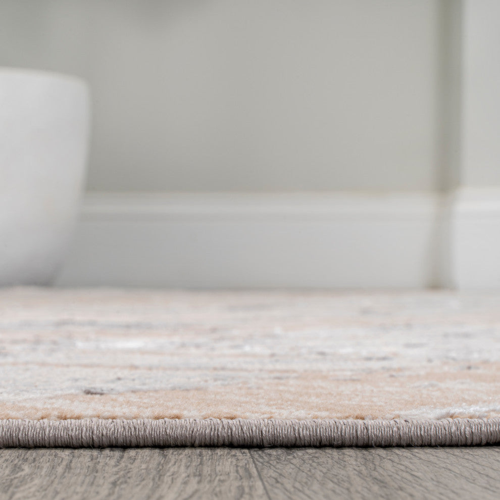 Slant Modern Abstract Beige/Gray 2 ft. x 8 ft. Runner Rug