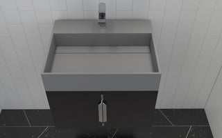 CastelloUSA Amazon 24" Wall Mounted Bathroom Vanity Set, Black, Gray Top, Brushed Nickel